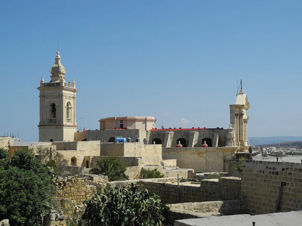 The Citadel of Victoria in Gozo with the cathedral bell towers.