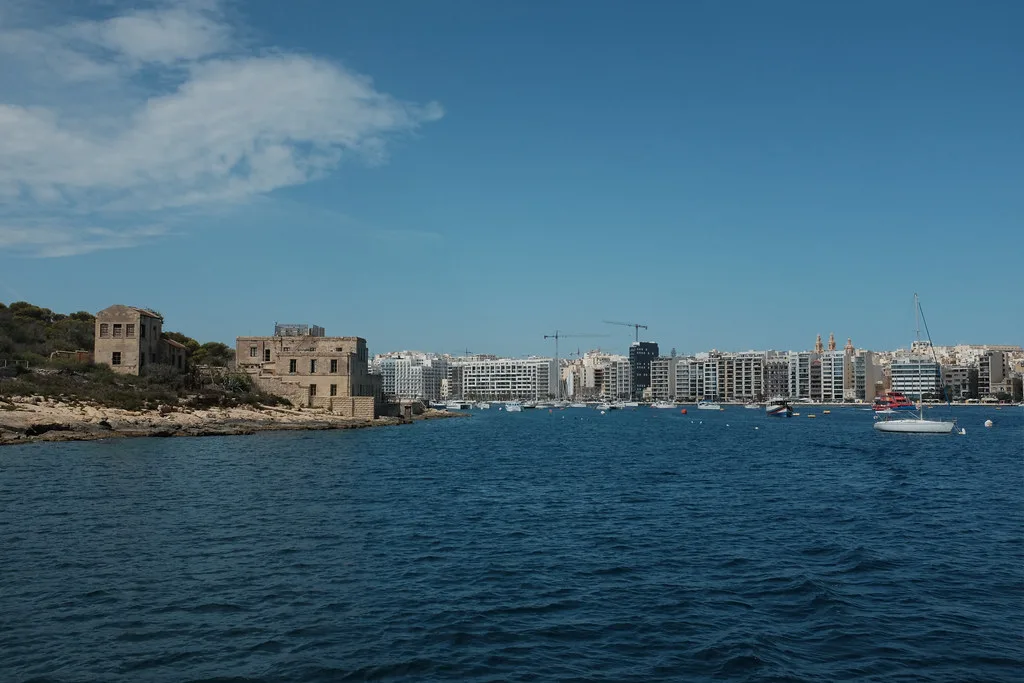 Manoel Island and the Sliema shoreline across Marsamxett Harbour.