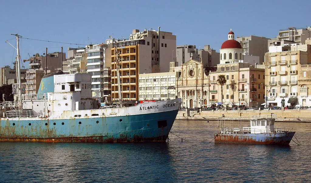 Boats on Marsamxett Harbour with Sliema's seafront behind.