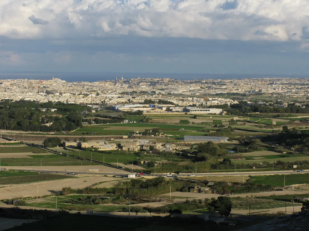 Malta's countryside seen from the bastions of Mdina.