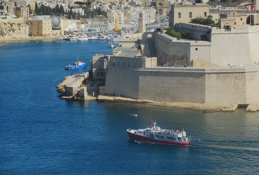 Birgu and Fort St Angelo seen across the Grand Harbour.