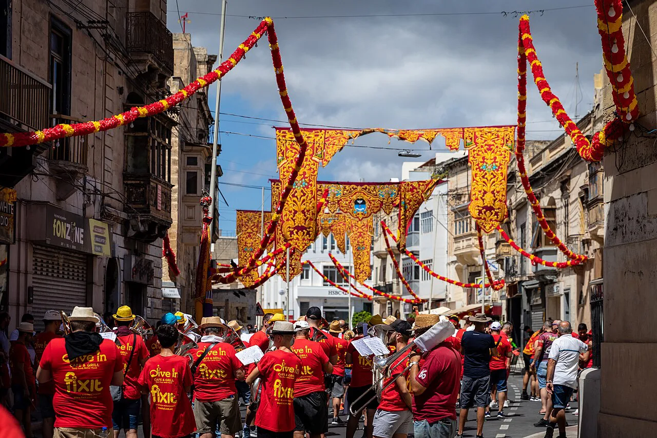 Festa celebrations in the streets of Birkirkara.