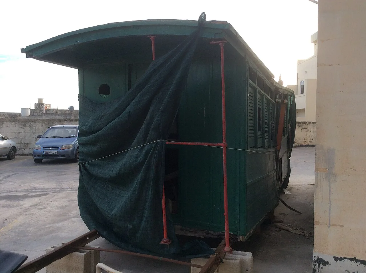 A surviving carriage of Malta's old railway in Birkirkara.