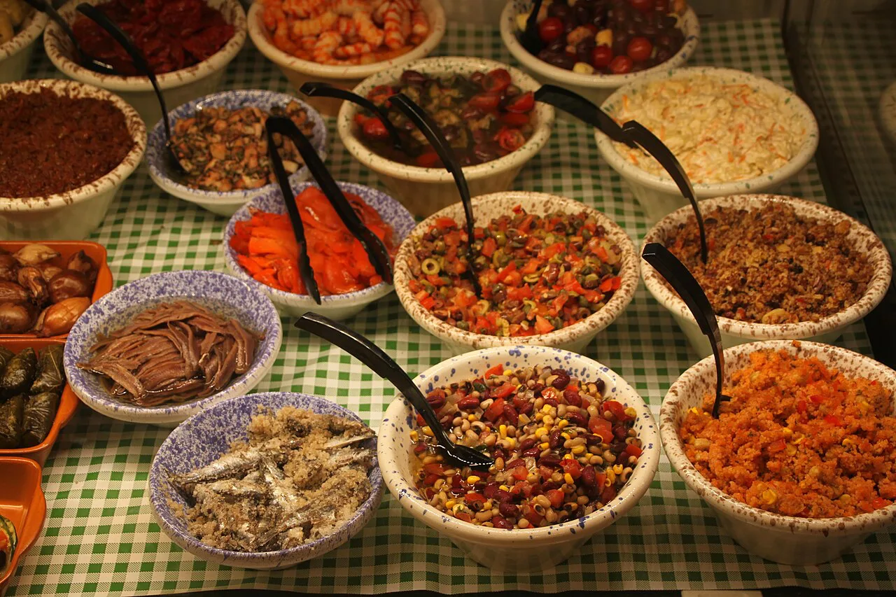 Salads and antipasti at Is-Suq tal-Belt in Valletta.