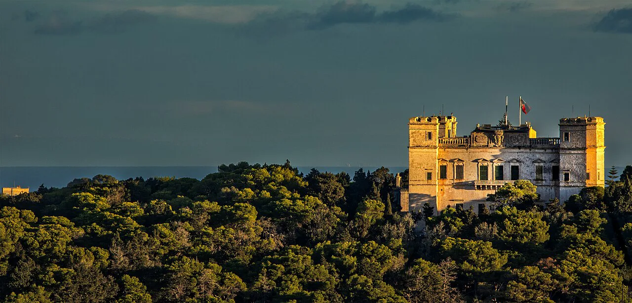 Verdala Palace rising above the woodland of Buskett.