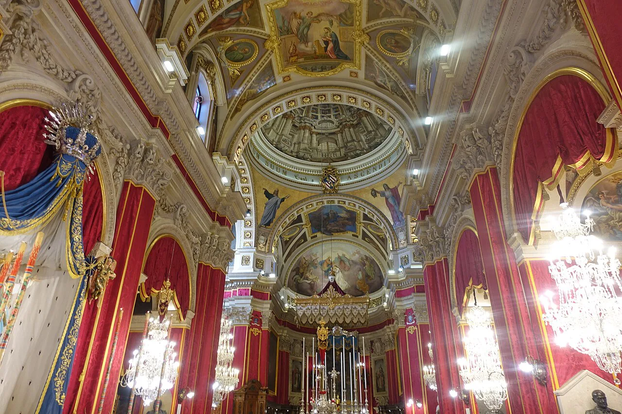 The interior of the Cathedral of the Assumption in Victoria, Gozo.