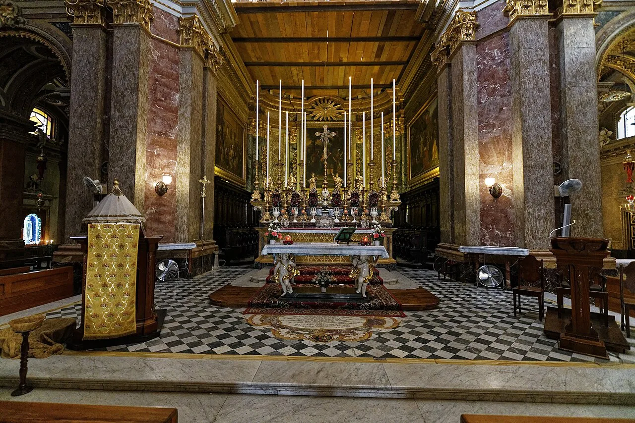 The altar of the Basilica of St Dominic in Valletta.