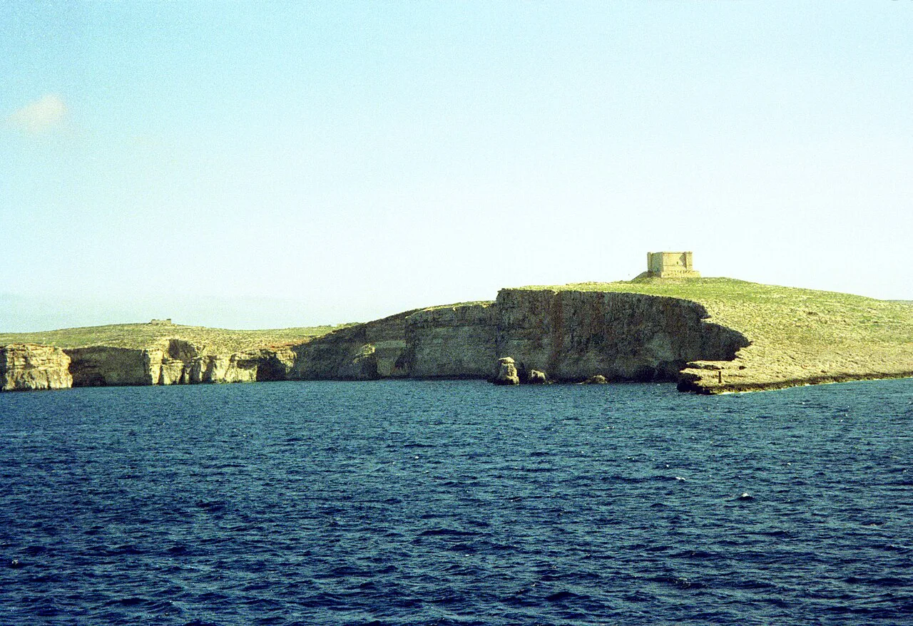 Comino and Santa Marija Tower seen from the ferry.