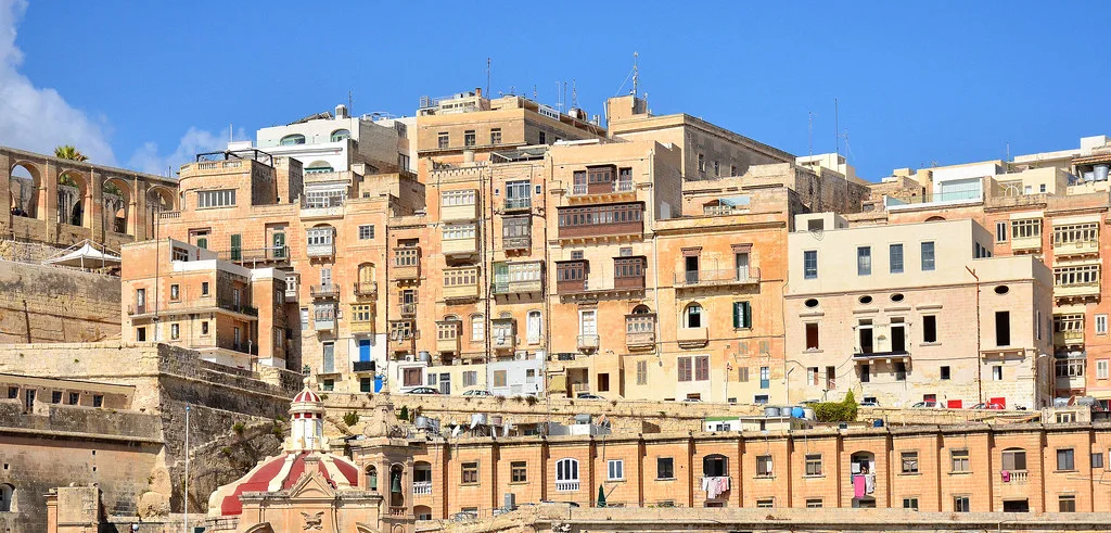 Valletta's honey-coloured houses and balconies.