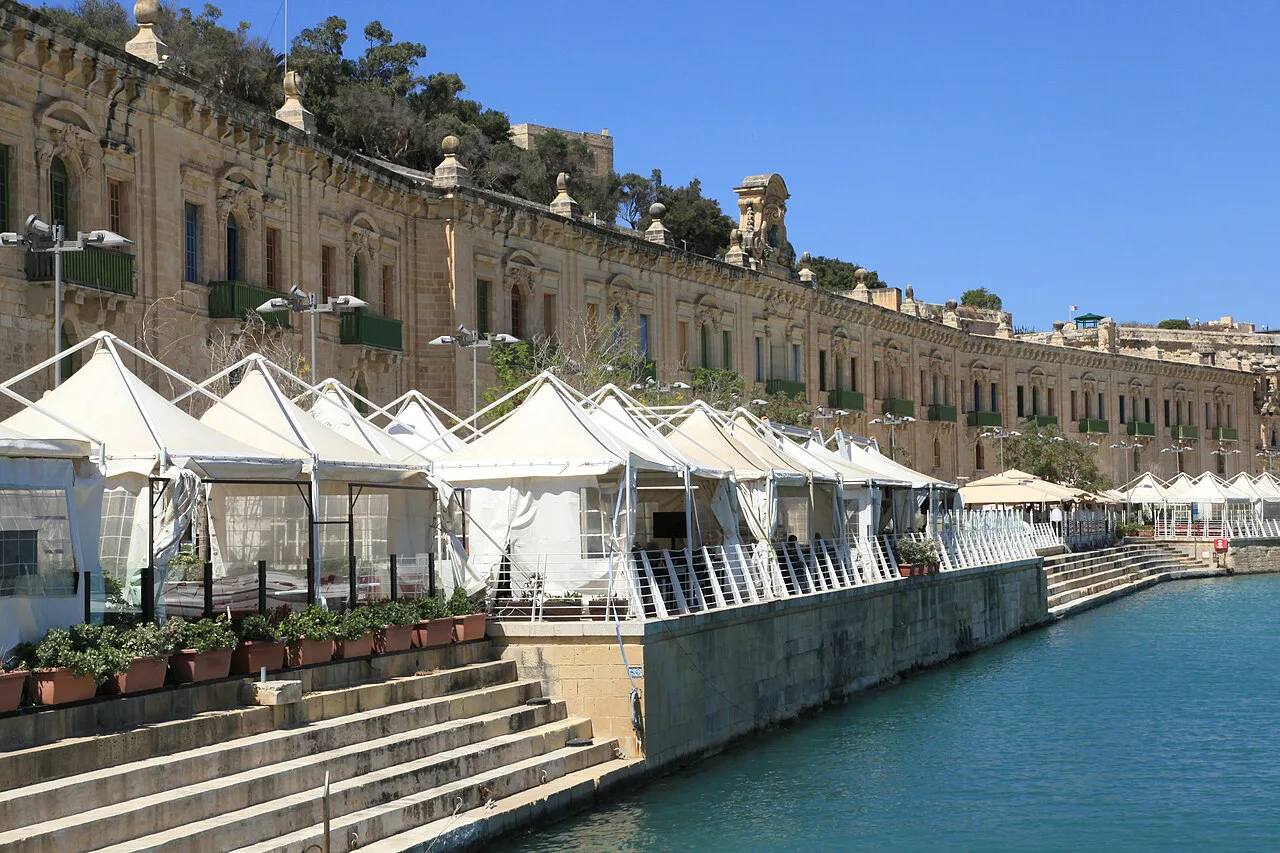 The Valletta Waterfront at Floriana, with its warehouse arcades.