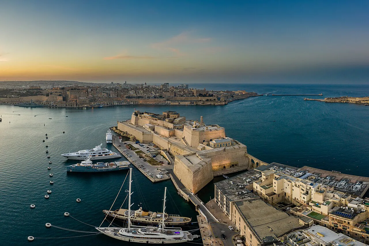 Fort St Angelo in Birgu from above.