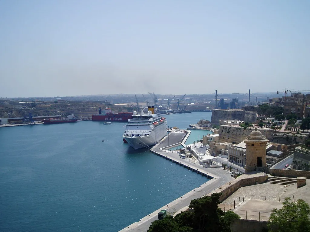 The Valletta sea terminal seen from Upper Barrakka Gardens.