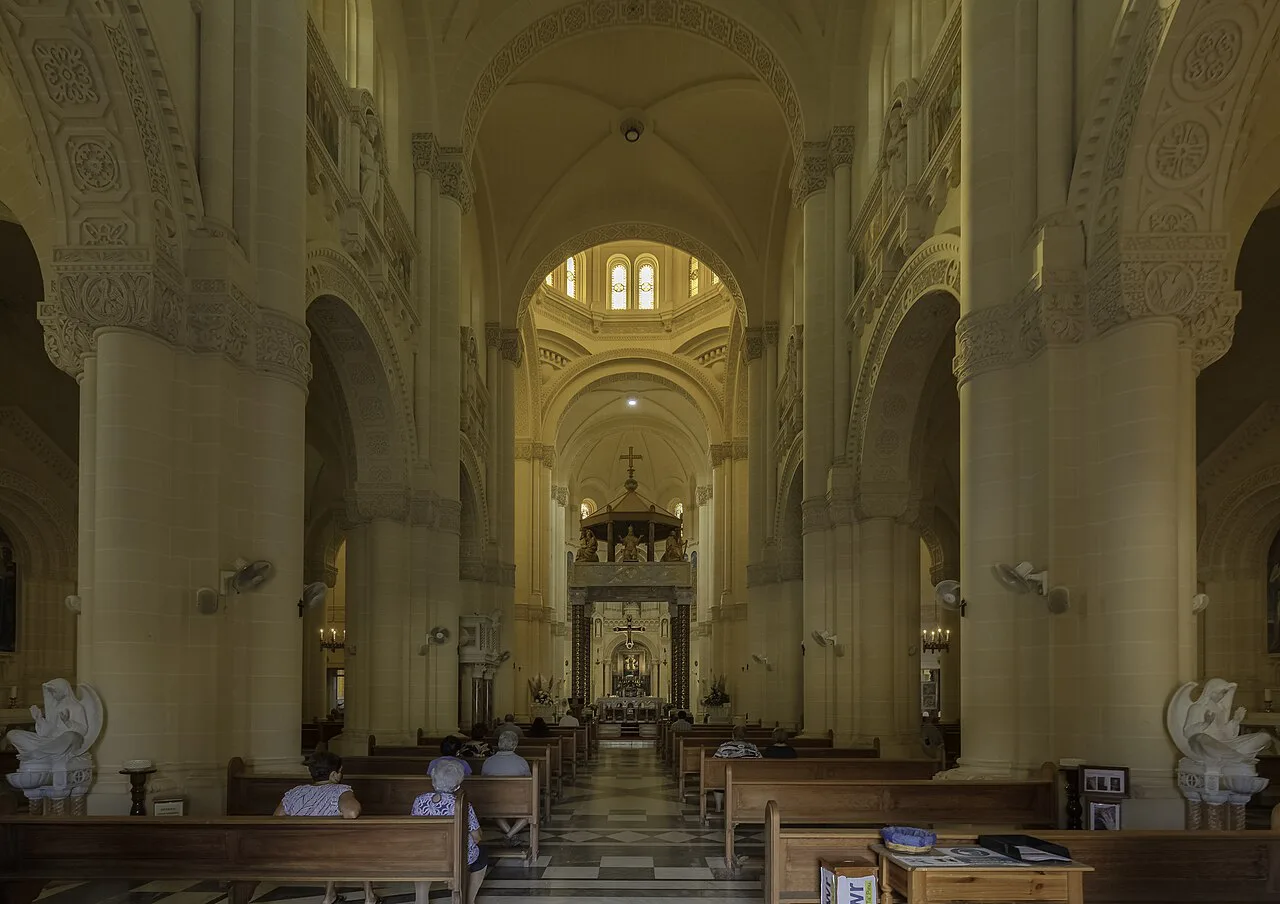 The interior of the Ta' Pinu Basilica near Għarb.