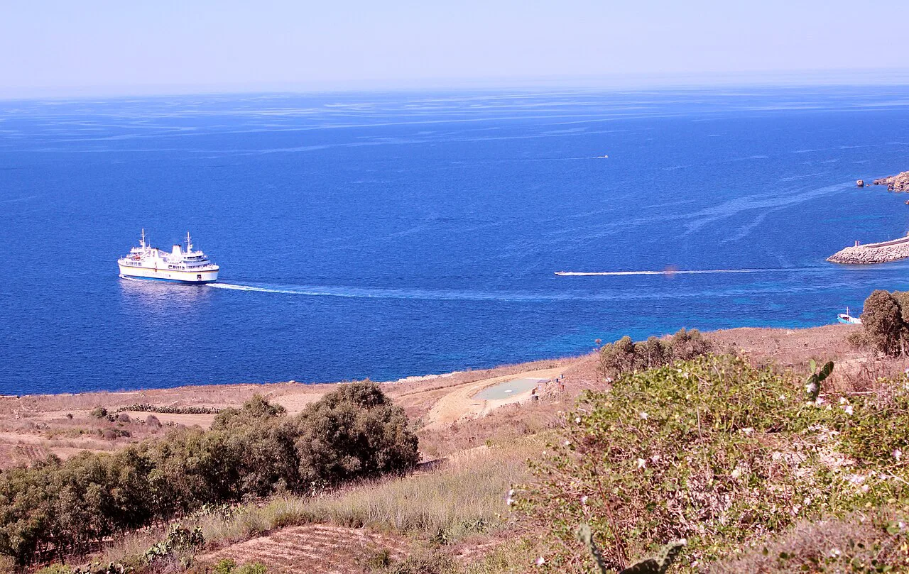 A Gozo Channel ferry crossing the sea off Gozo.