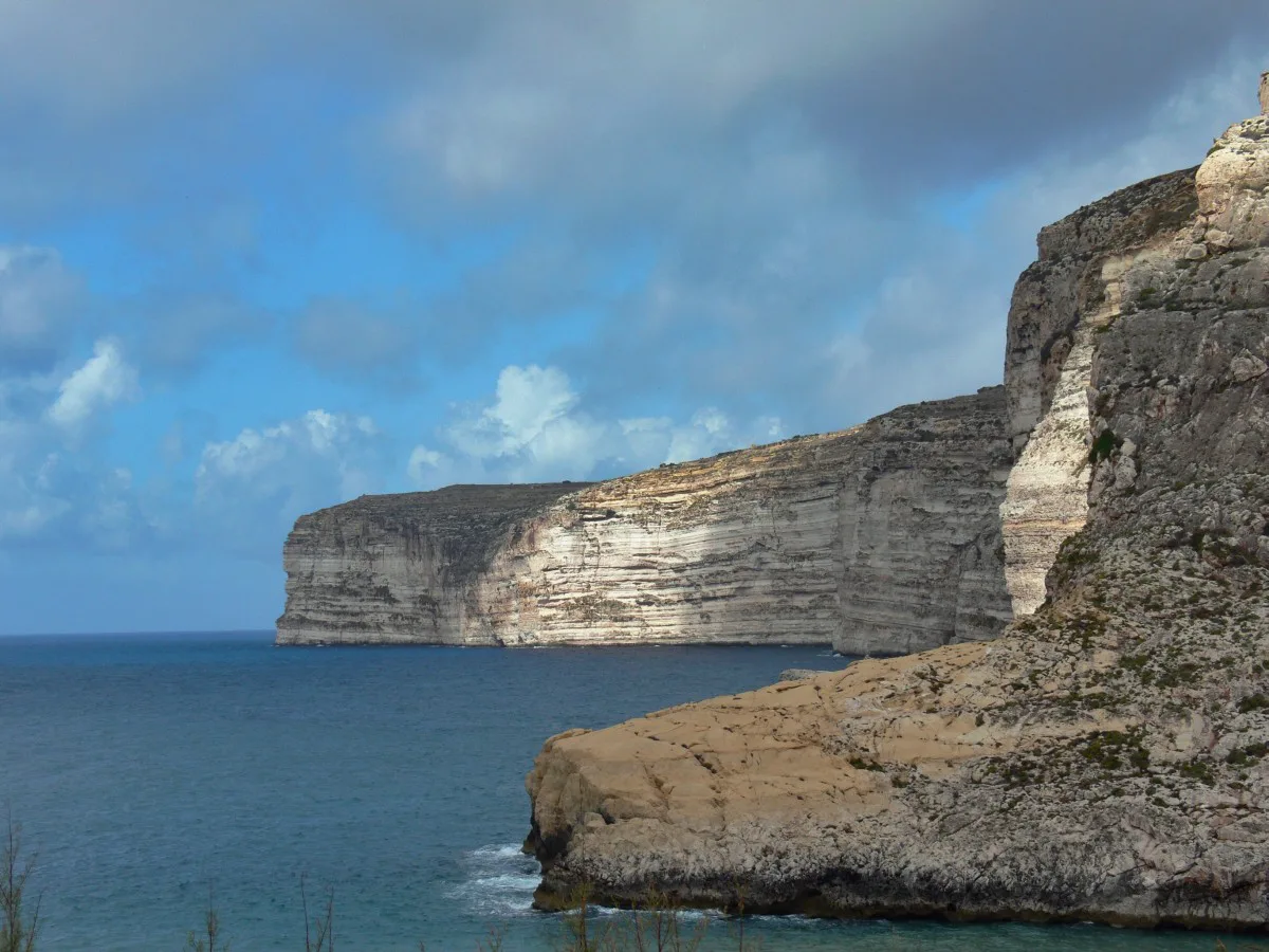 The cliffs at Xlendi on Gozo's south-west coast.