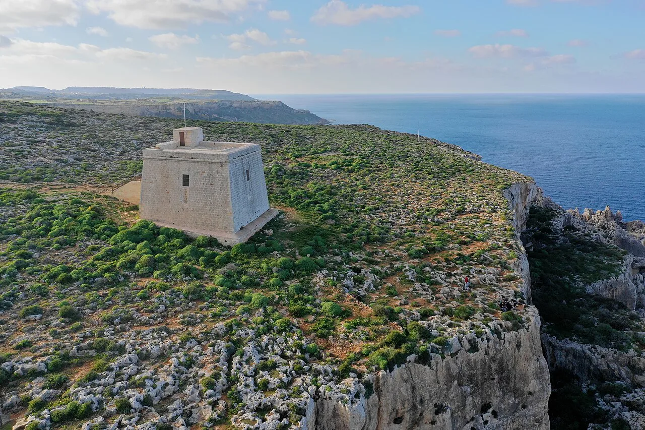 The watchtower above the cliffs near Nadur, Gozo.