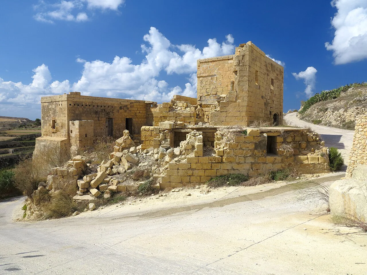 A ruined stone farm building near San Lawrenz, Gozo.
