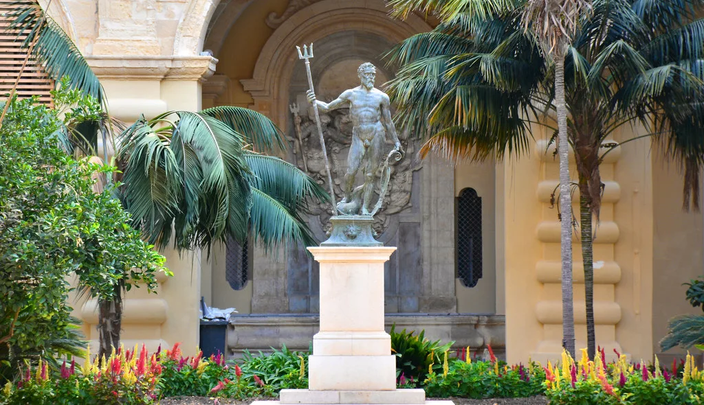 The Neptune statue in a courtyard of the Grandmaster's Palace in Valletta.