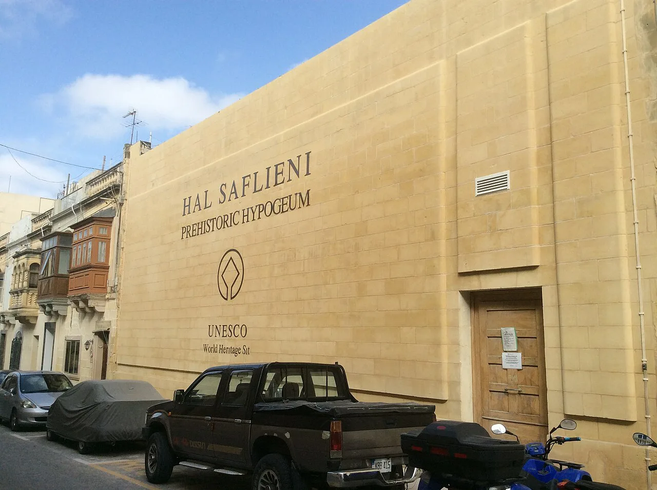 The entrance building of the Ħal Saflieni Hypogeum in Paola.
