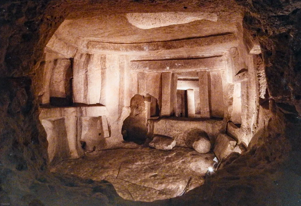 Carved chambers inside the Ħal Saflieni Hypogeum.