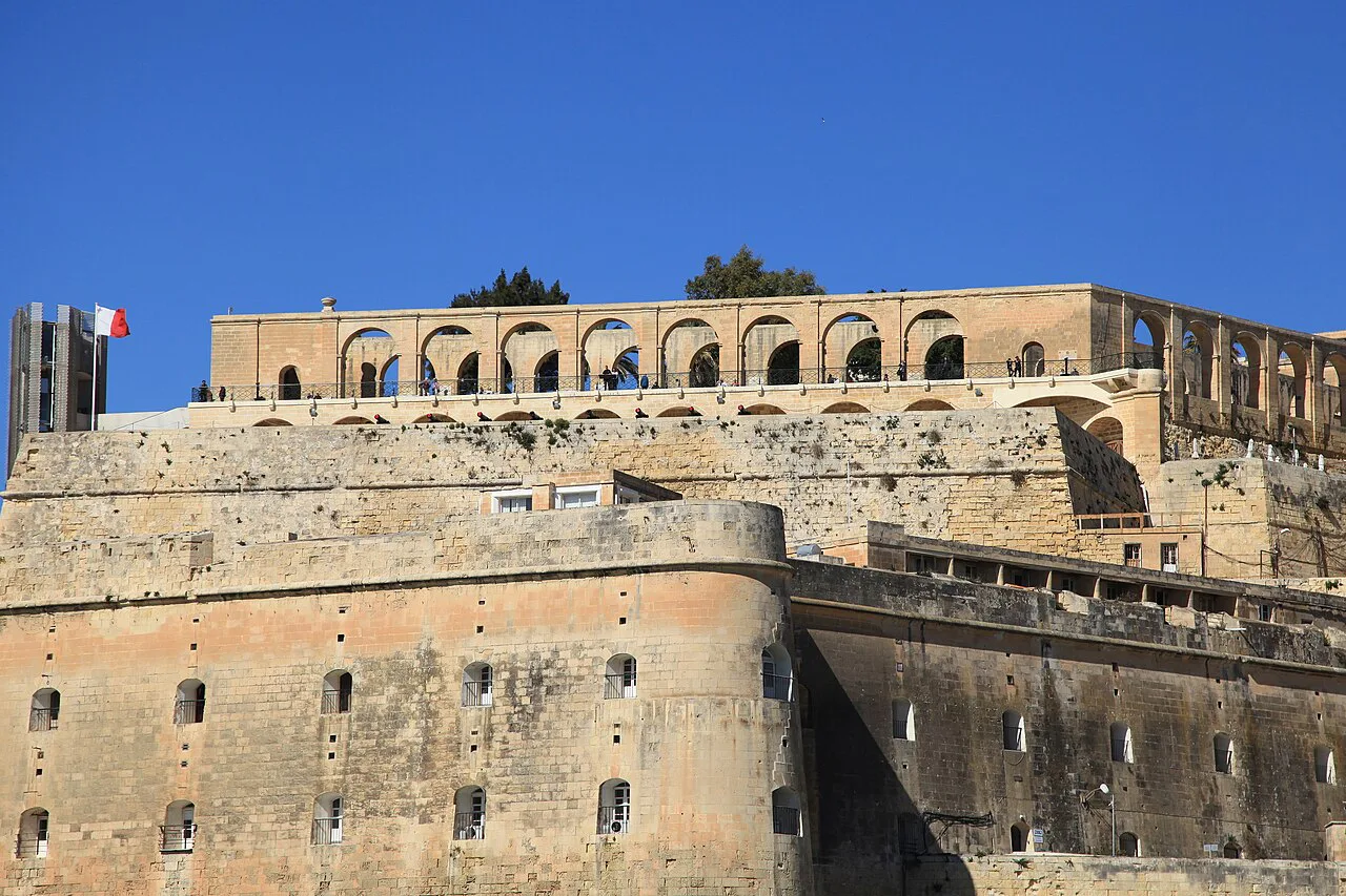 Valletta's bastions seen from the Upper Barrakka Gardens.