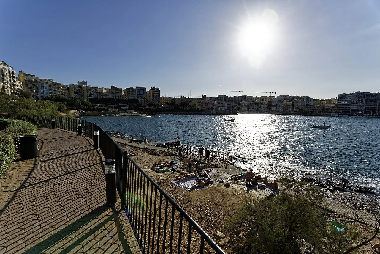 The sea beside Independence Garden in Sliema.