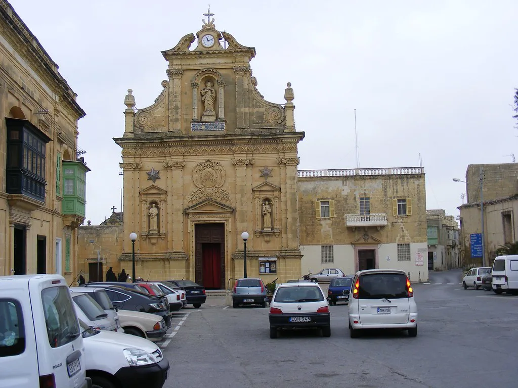 A church square in Victoria, Gozo.