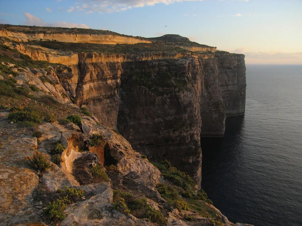 Towering sea cliffs at Dwejra, Gozo.