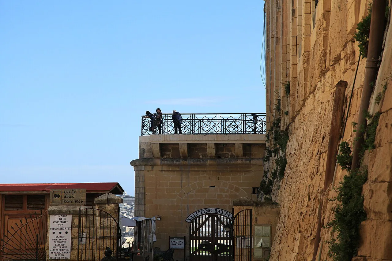 The Saluting Battery above Grand Harbour at the Upper Barrakka Gardens in Valletta.