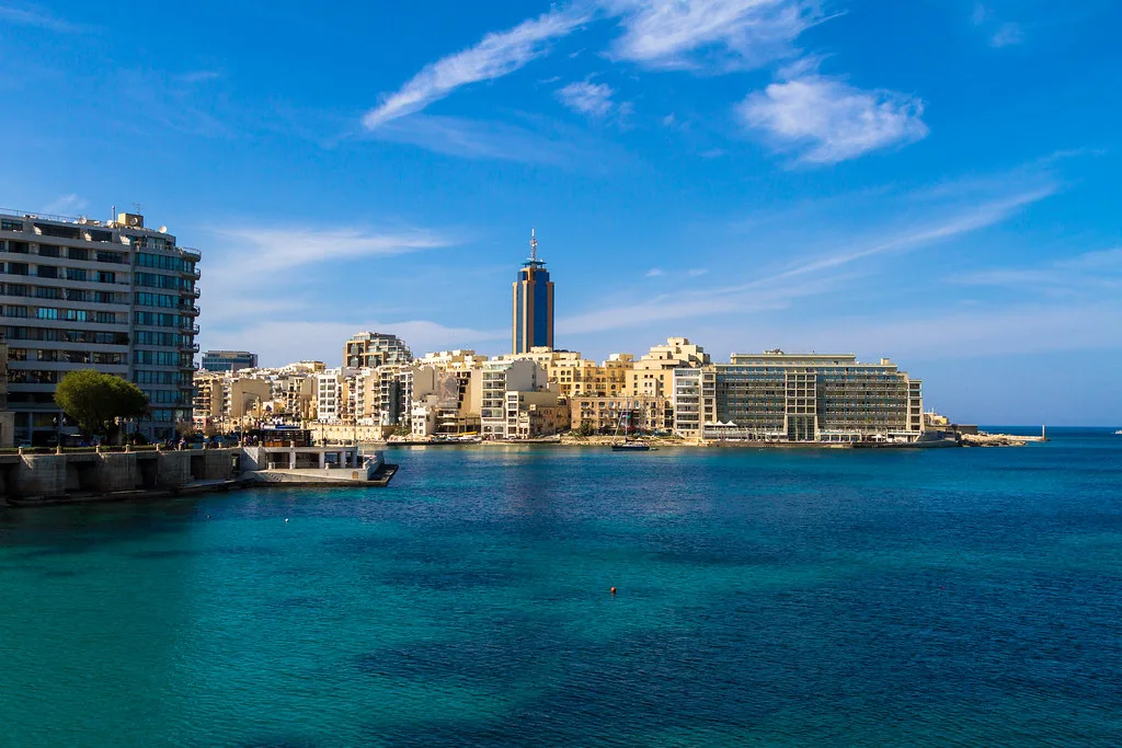 The Sliema waterfront seen from across the water.