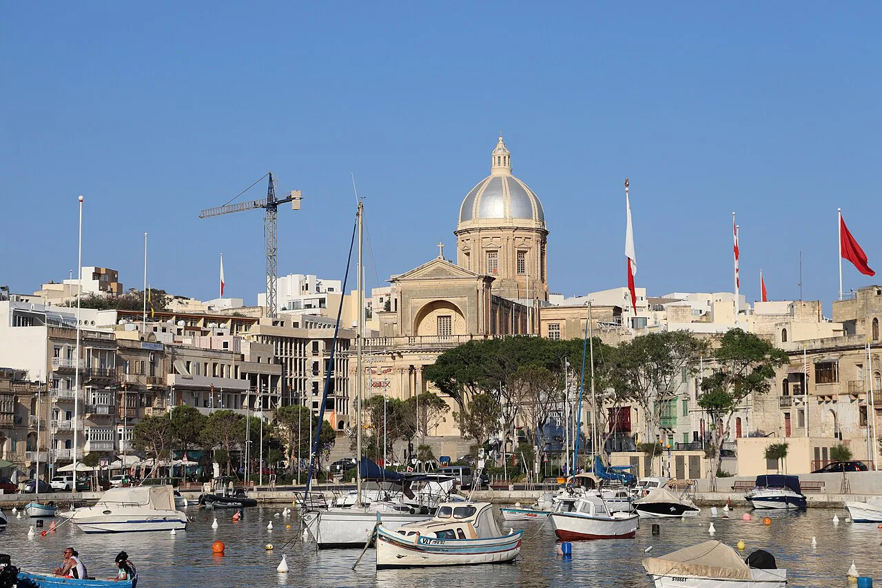 Kalkara's creek and parish church dome.