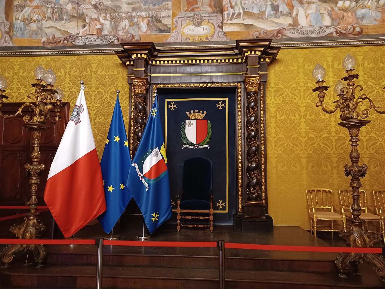 A state room in the Grandmaster's Palace, Valletta.