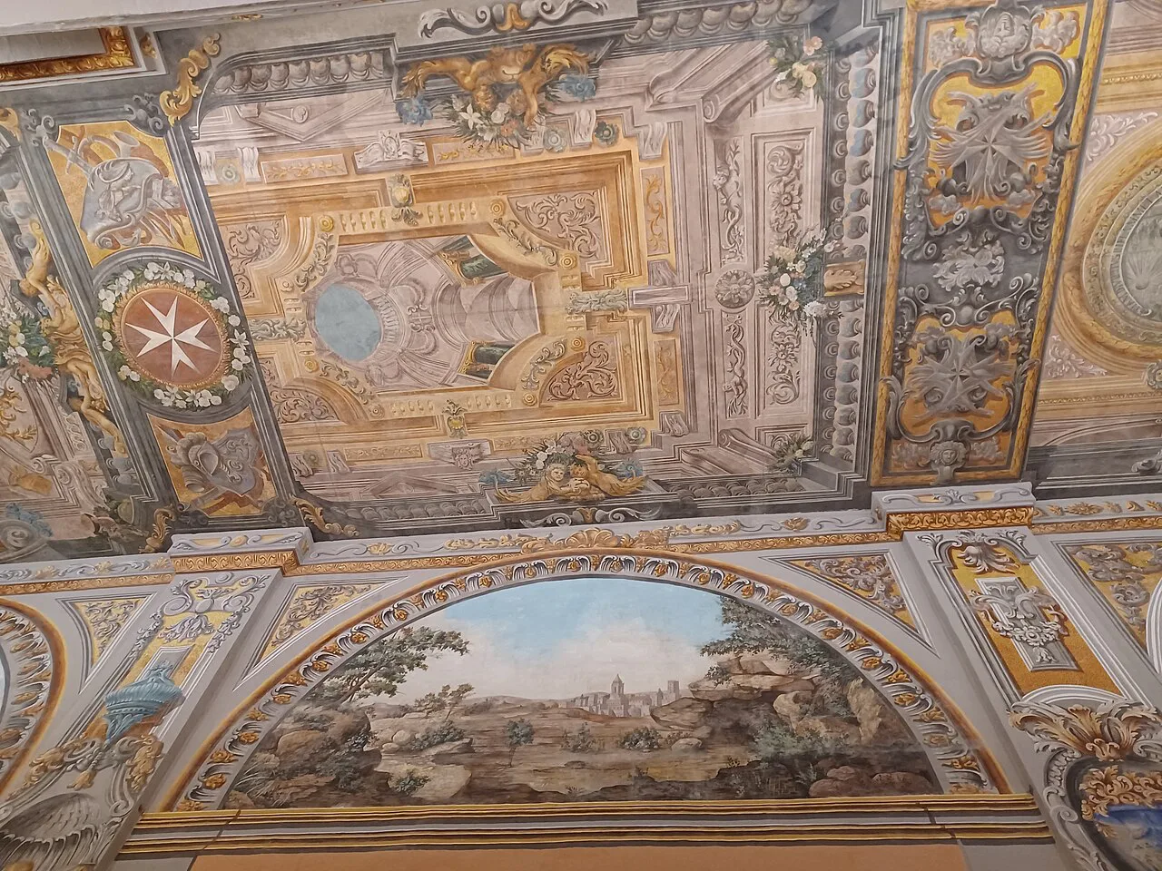 A painted ceiling in the Grandmaster's Palace, Valletta.