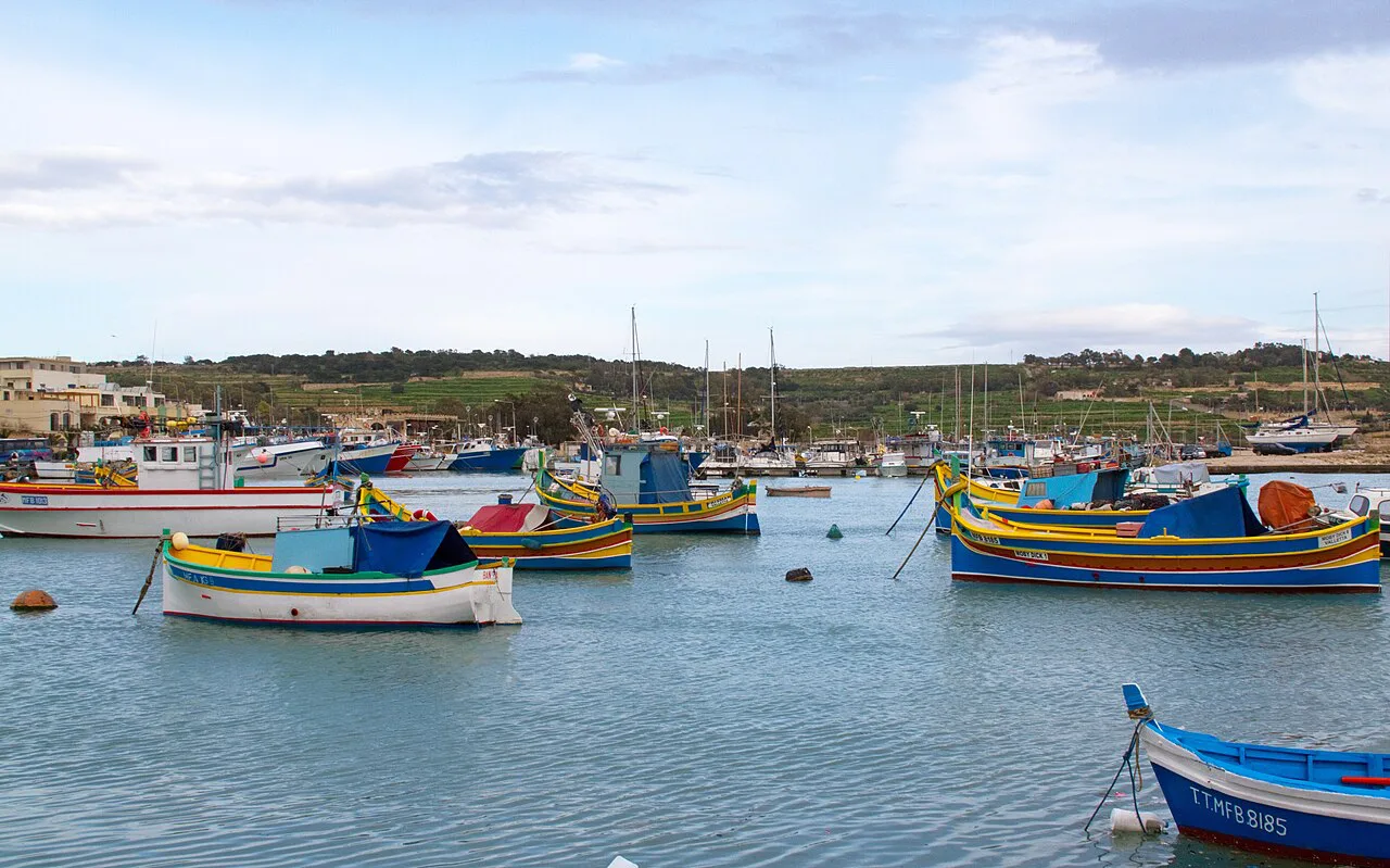 Colourful fishing boats at Marsaxlokk.