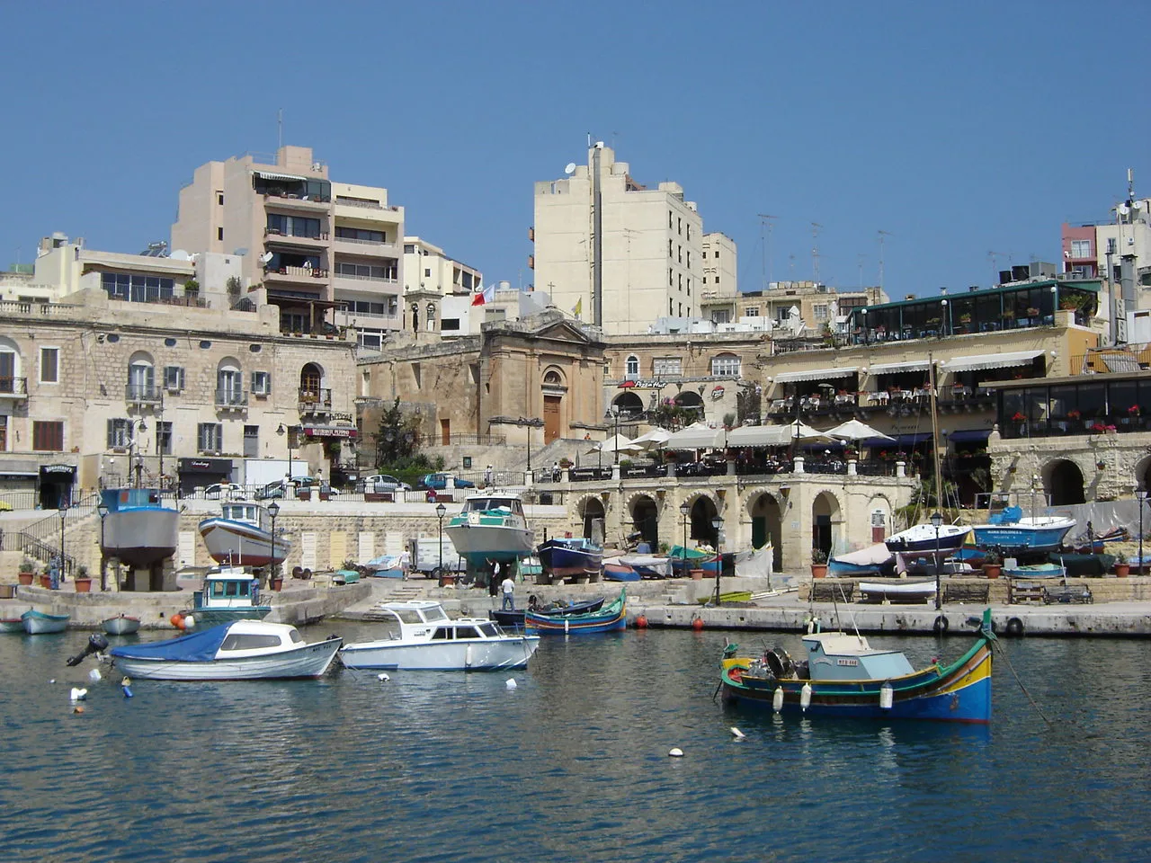 Fishing boats in the harbour at St Julian's.