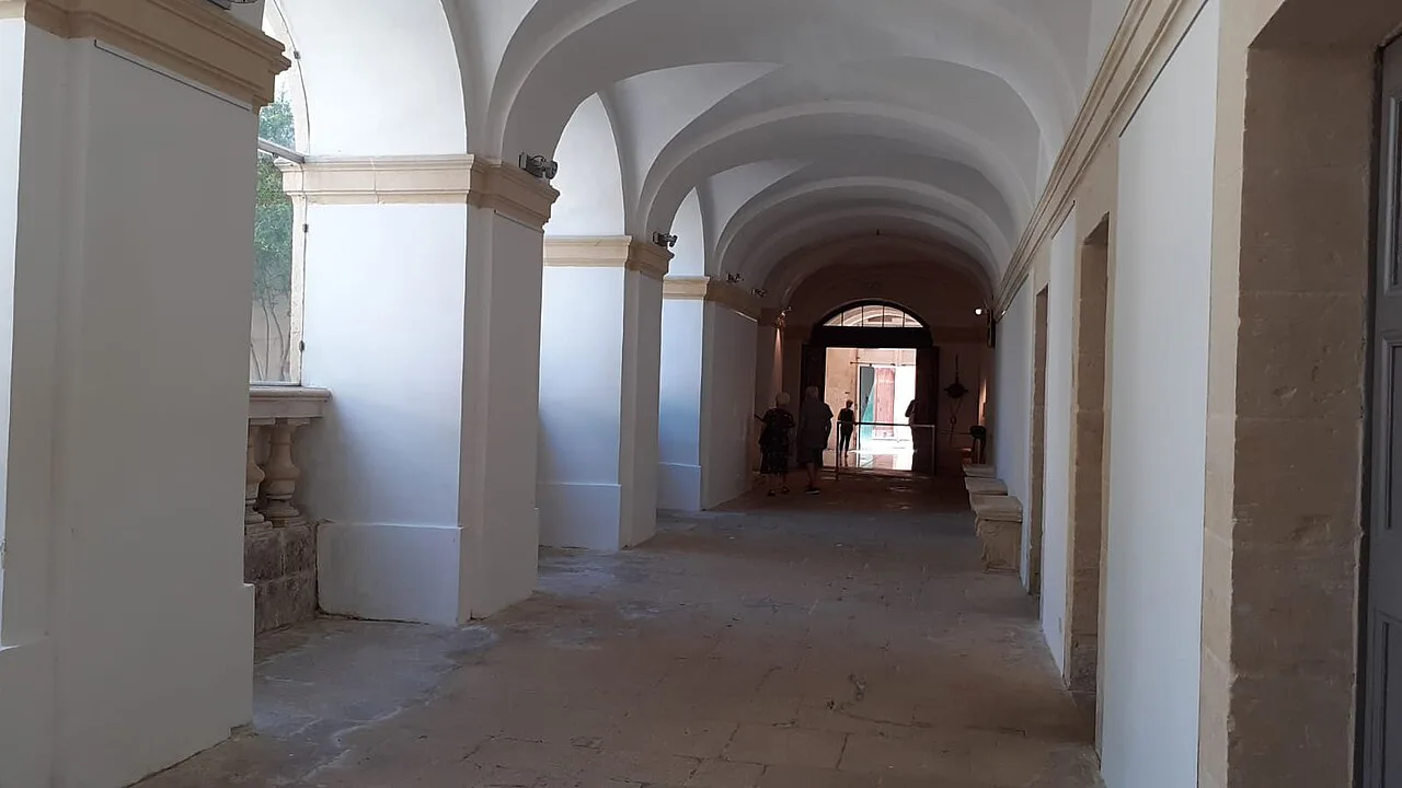 A vaulted corridor at the Wignacourt Museum in Rabat, Malta.