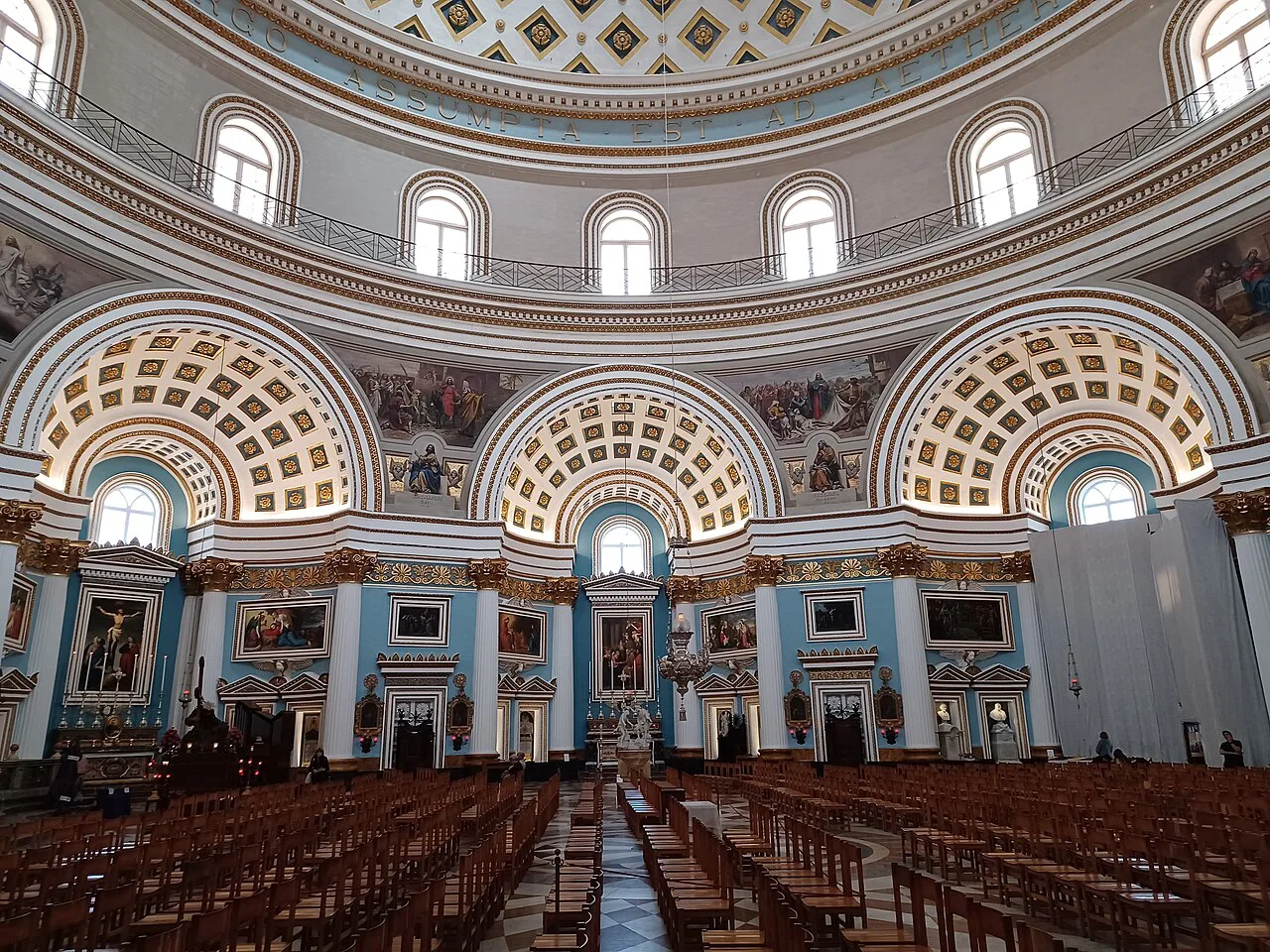 The dome interior of the Rotunda of Mosta.