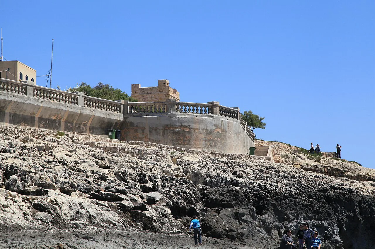 Limestone cliffs at Wied iż-Żurrieq near the Blue Grotto.