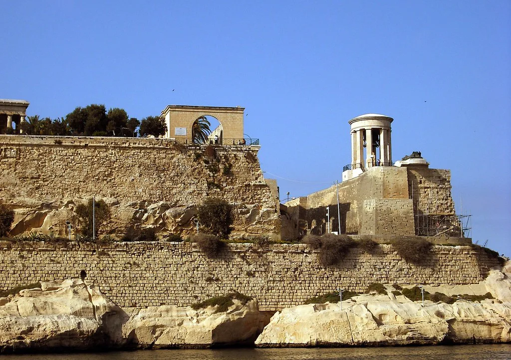 The Siege Bell Memorial above the Grand Harbour in Valletta.