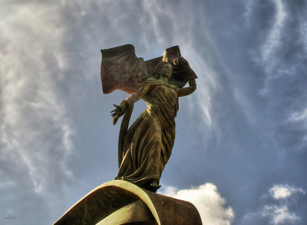 The statue on the Independence Monument in Floriana.