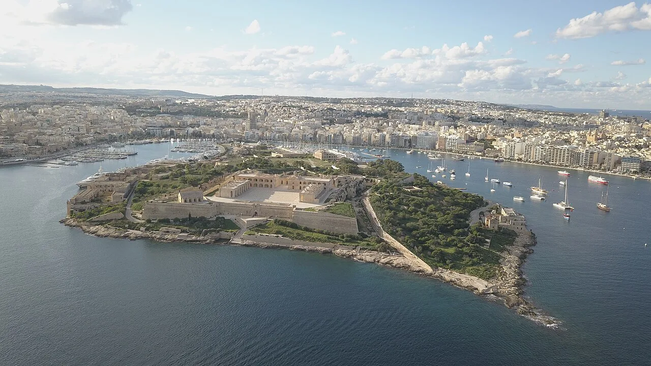 Aerial view of Manoel Island in Marsamxett Harbour.