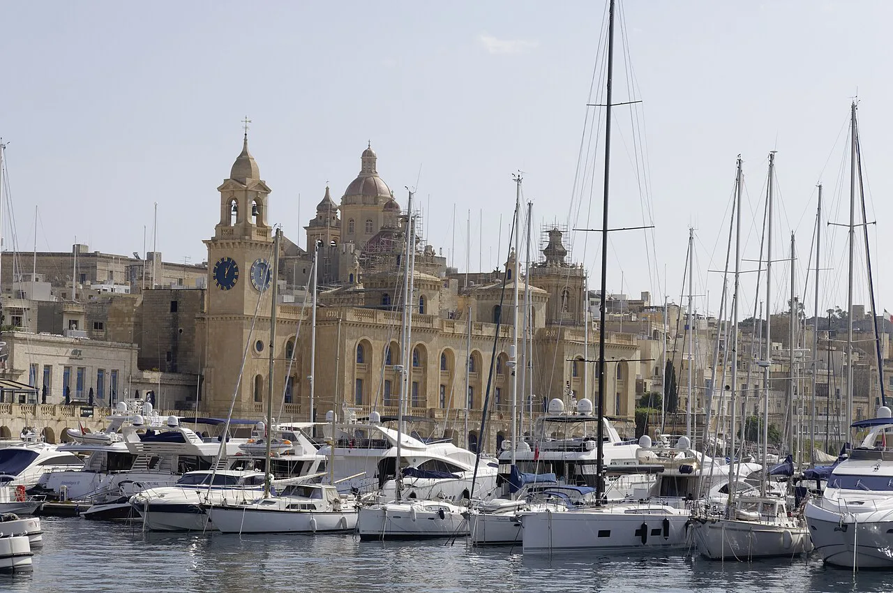 Yachts moored in Birgu marina below the Maritime Museum.