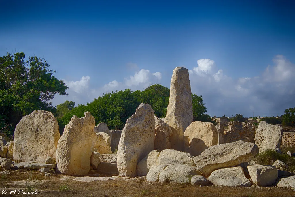 Standing stones at the Ħaġar Qim temples.