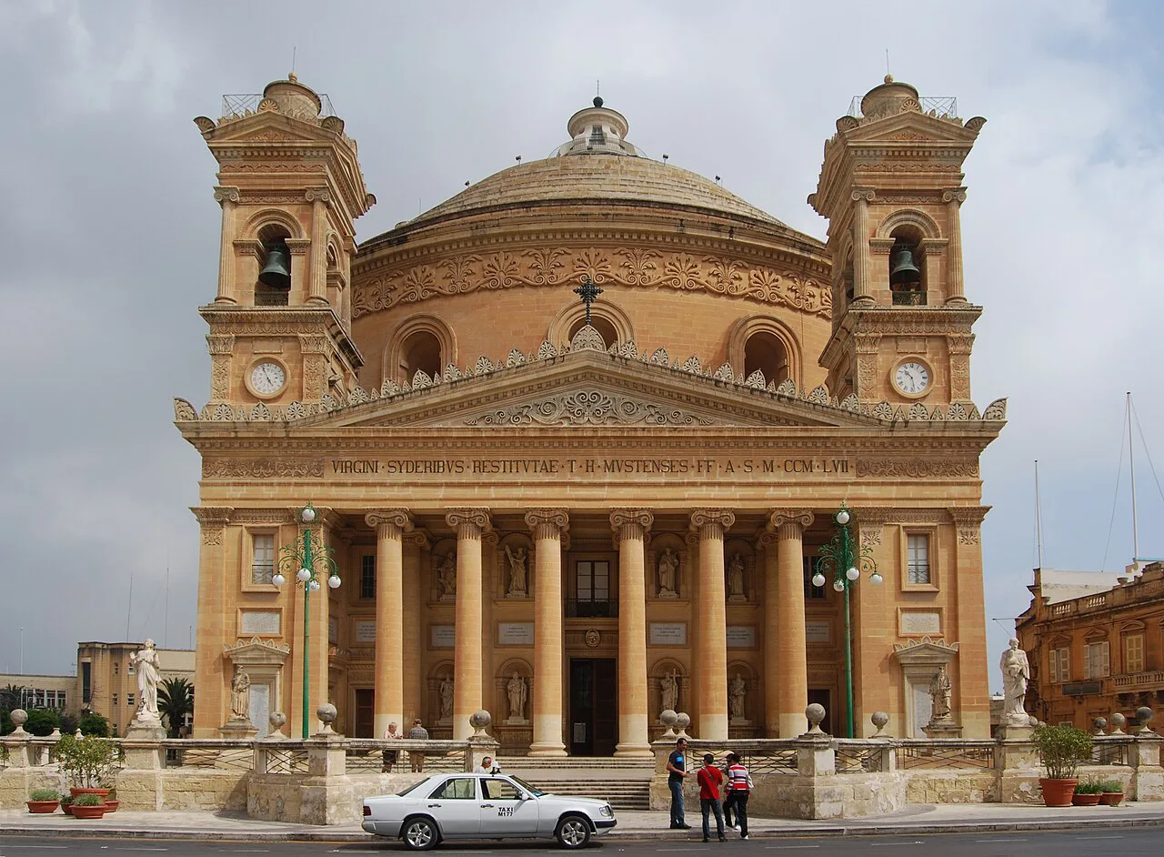 The façade of the Mosta Rotunda.