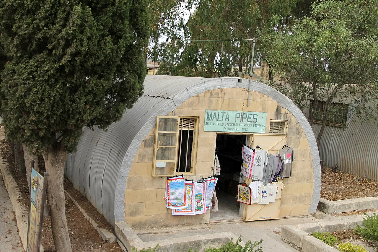 A craft shop in a former Nissen hut at Ta' Qali Crafts Village.