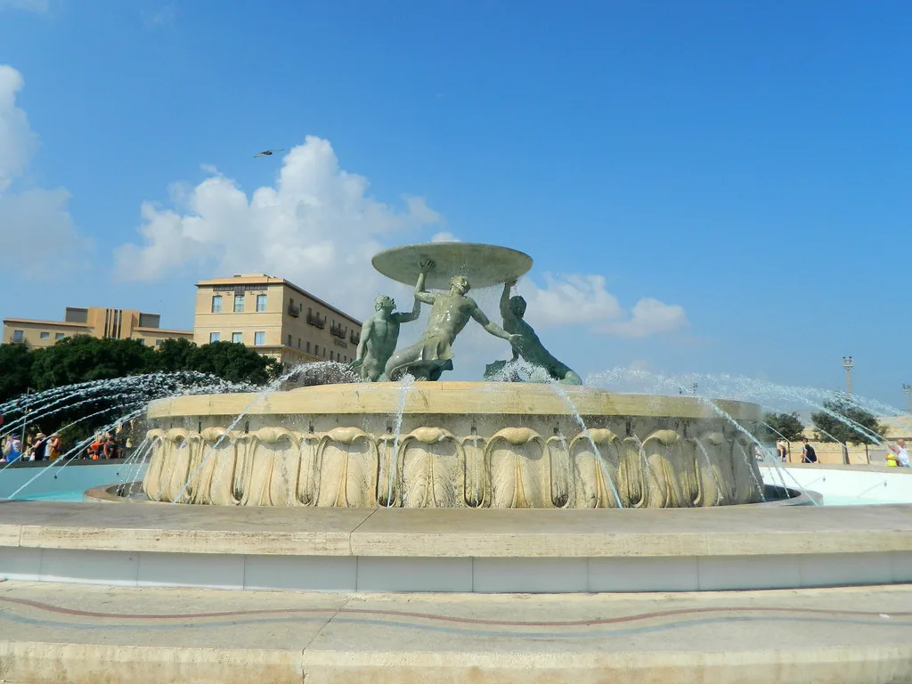 The Triton Fountain outside Valletta's City Gate.