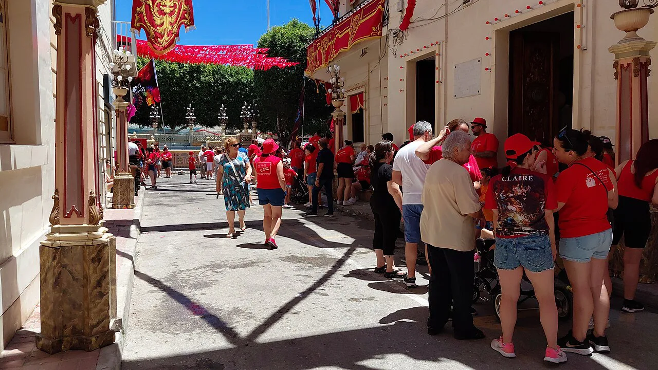 A village feast in the streets of Żebbuġ.
