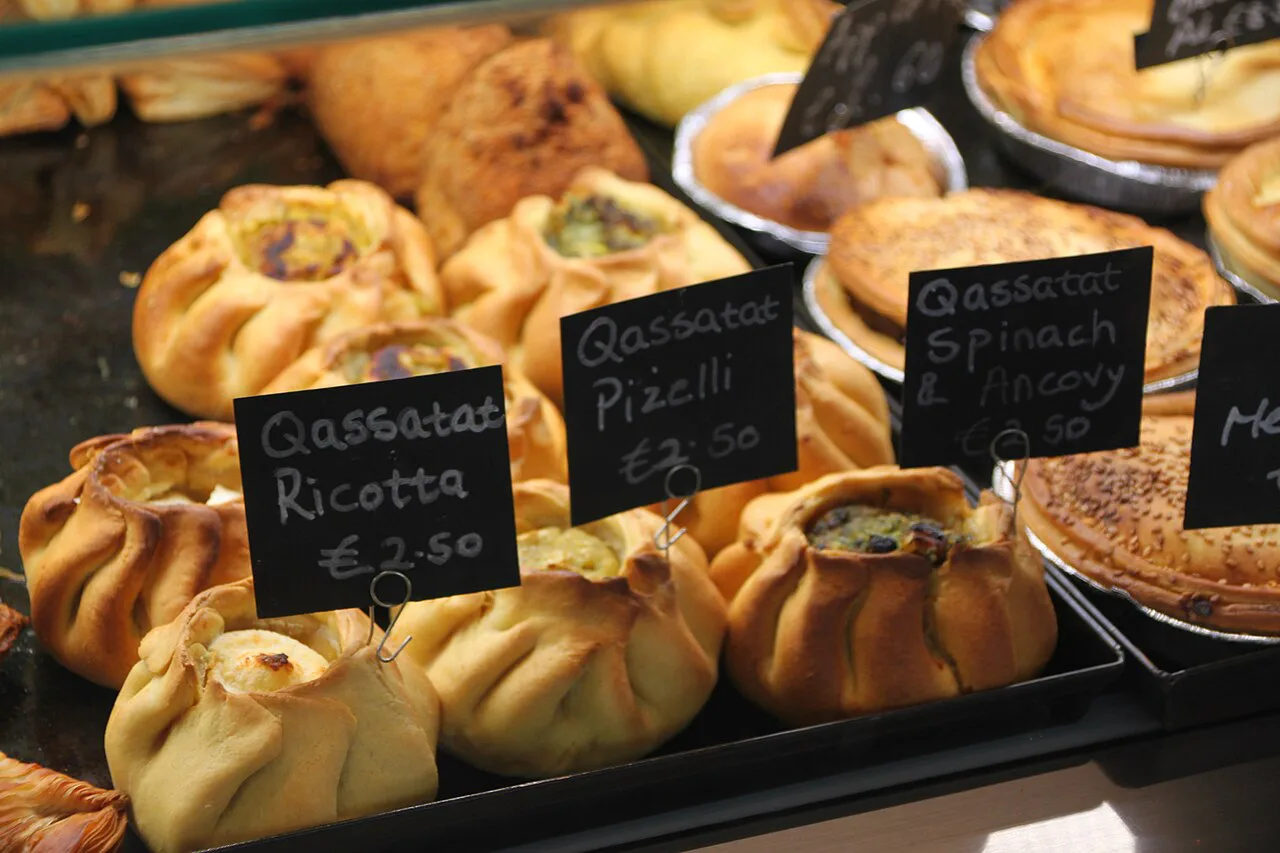 Qassatat pastries on sale in Valletta.