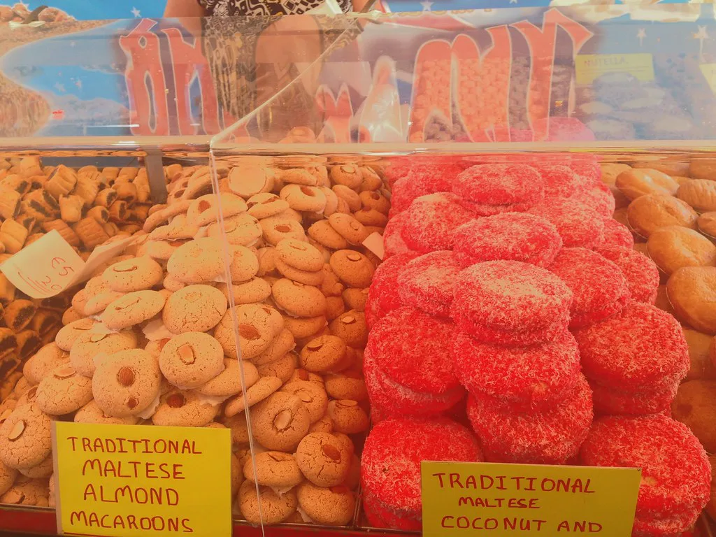 Maltese biscuits and almond macaroons on sale.