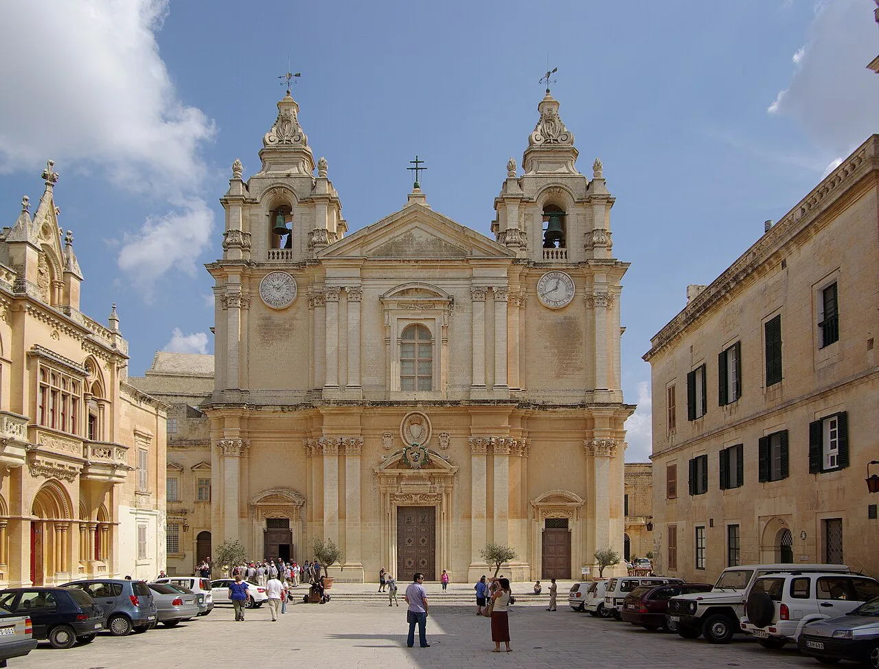 St Paul's Square and the cathedral in Mdina.